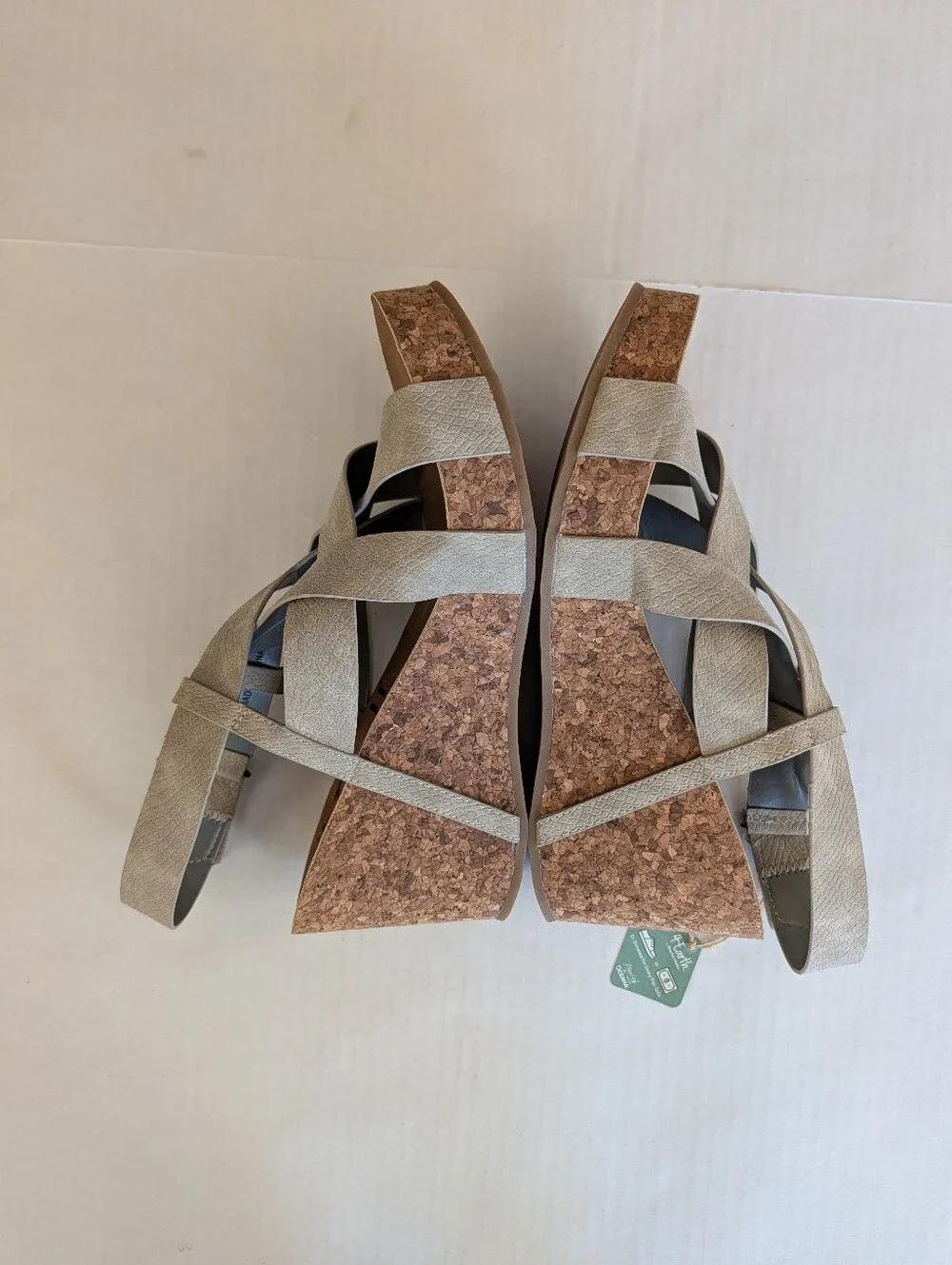 Blowfish Malibu 4Earth Hot Sun Strappy Wedge Sandals 11 Taupe Grey - DEFECT